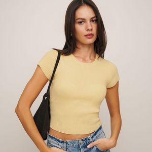 Reformation Teo Cashmere Short Sleeve Sweater